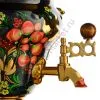 Самовар электрический 2,5 л с худ.росписью «Хохлома с ягодами в зелени №2» формы «Груша» c подносом