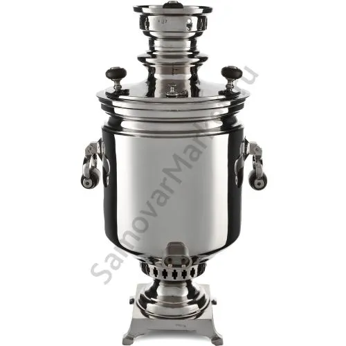 Самовар антикварный комбинированный 5,5 литров формы «Банка» Шемариных с медалями, серебристый