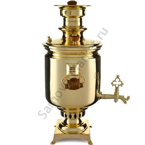 Самовар антикварный на дровах 6,5 литров формы «Банка» Н.И. Баташева с медалями, золотой