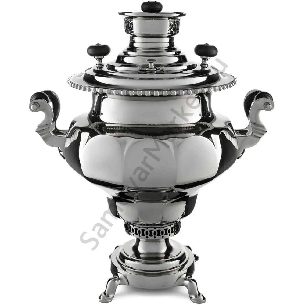 Самовар антикварный на дровах 7,5 литров формы «Ваза гранная» Н.А. Воронцова, с трубой, серебристый Самовар антикварный на дровах 7,5 литров формы «Ваза гранная» Н.А. Воронцова, с трубой, серебристый