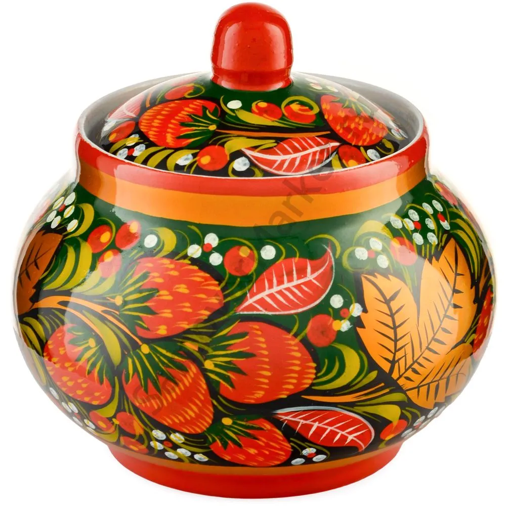 Сахарница с художественной росписью «Клубника в зелёни №2 на зелёном» Сахарница с художественной росписью «Клубника в зелёни №2 на зелёном»