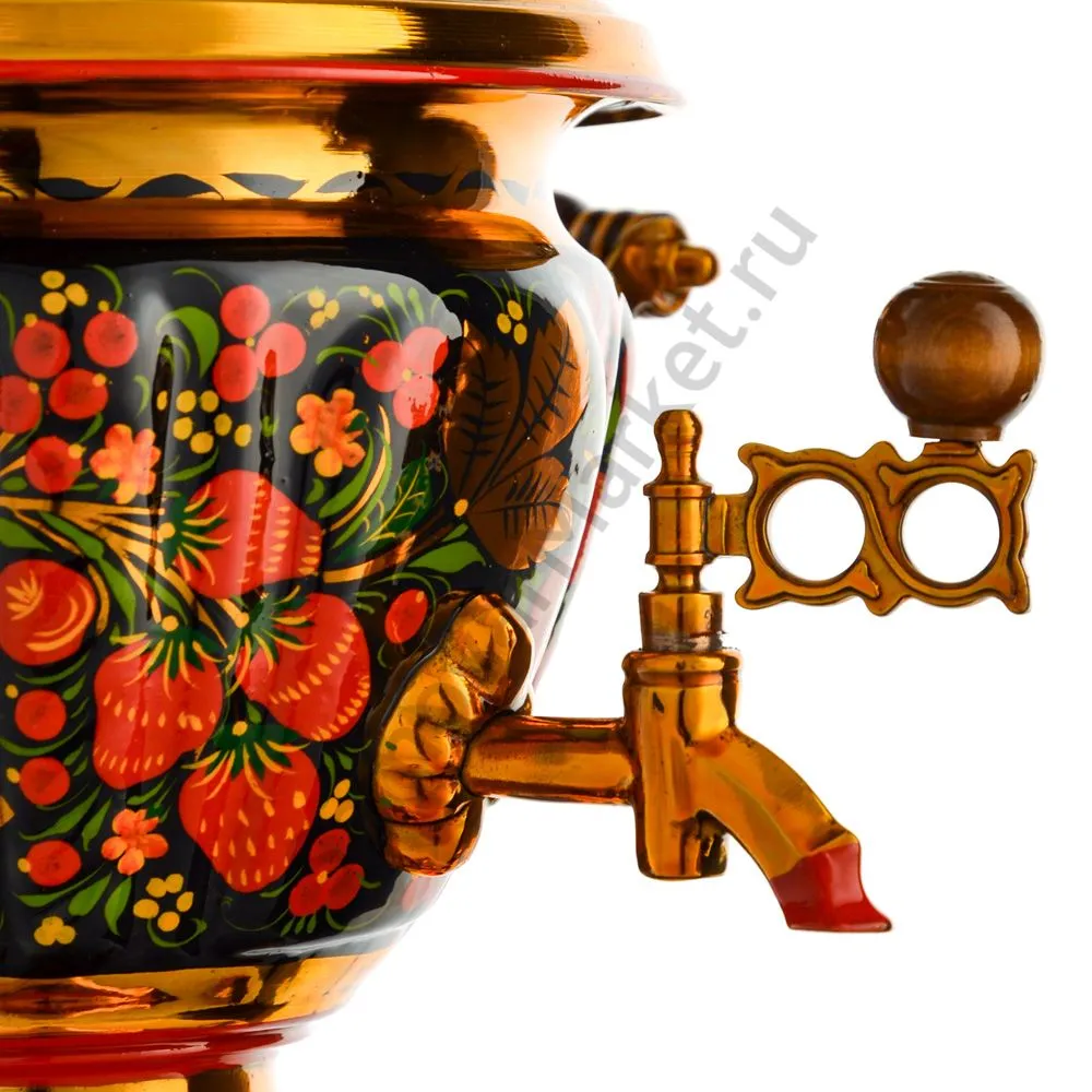 Самовар электрический 2 литра с художественной росписью «Хохлома с ягодами в зелени» формы «Чаша» Самовар электрический 2 литра с художественной росписью «Хохлома с ягодами в зелени» формы «Чаша»