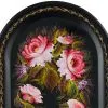 Поднос для самовара формы «Пуля» с художественной росписью «Пионы на чёрном»