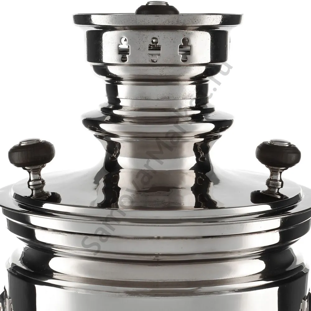 Самовар антикварный комбинированный 5,5 литров формы «Банка» Шемариных с медалями, серебристый Самовар антикварный комбинированный 5,5 литров формы «Банка» Шемариных с медалями, серебристый