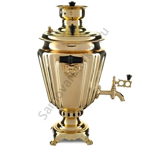 Самовар на дровах 5 литров формы «Рюмка гранная», золотой, категория «Дачный»