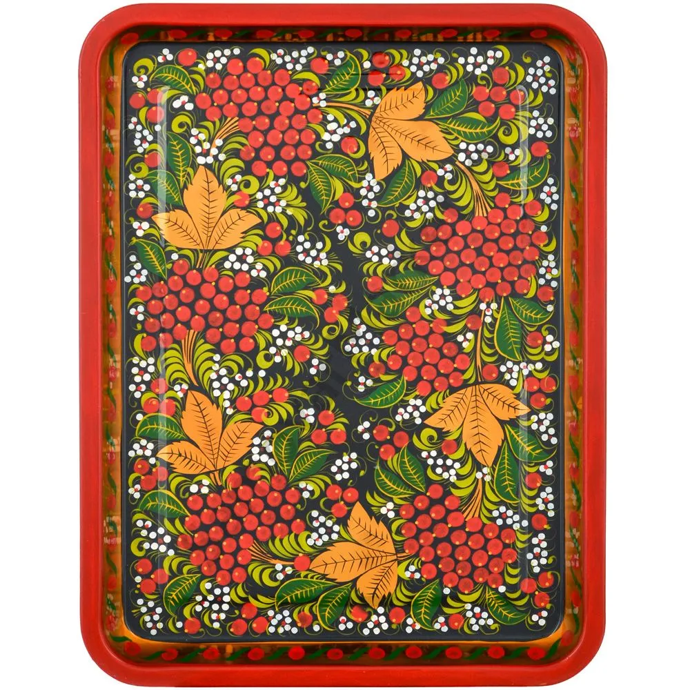 Поднос для самовара прямоугольный с художественной росписью «Рябина в зелени» Поднос для самовара прямоугольный с художественной росписью «Рябина в зелени»