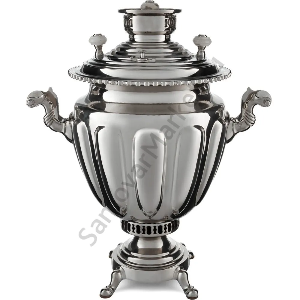 Самовар антикварный на дровах 6,5 л. формы «Ваза дольная», фурнитура кость, в наборе из 17 предметов Самовар антикварный на дровах 6,5 л. формы «Ваза дольная», фурнитура кость, в наборе из 17 предметов