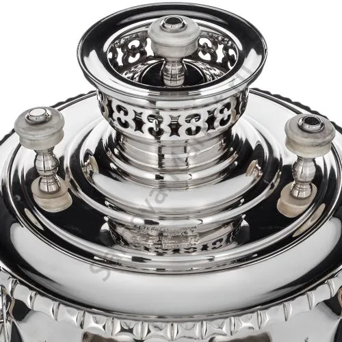 Самовар антикварный жаровой на спирте 7 литра формы «Фонарь» Б.Г. Тейле, серебристый 