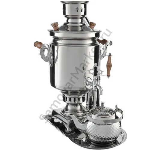 Самовар на дровах из нержавейки 7 литров формы «Банка» в наборе 