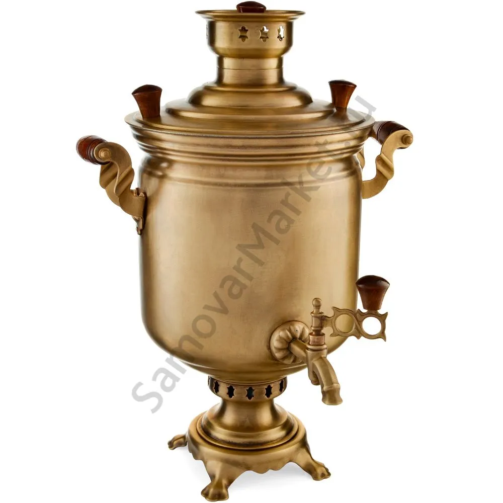 Самовар комбинированный на 7 литров формы «Банка», травление по латуни, категория «Эксклюзив» Самовар комбинированный на 7 литров формы «Банка», травление по латуни, категория «Эксклюзив»