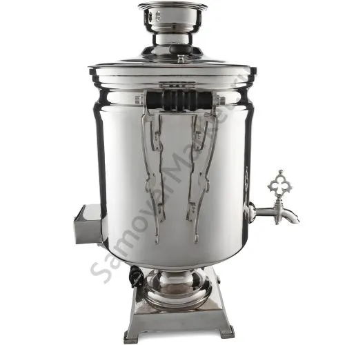 Самовар буфетный электрический 45 литров, фигурные ручки, кран «Ветка», серебристый