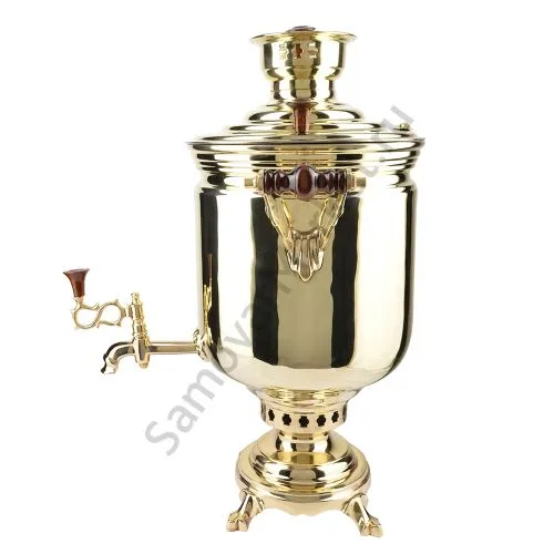 Самовар на дровах 7 литров формы «Банка», литьё, золотой, категория «Люкс»
