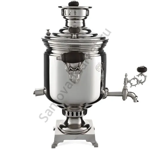 Самовар антикварный комбинированный 4,5 литров формы «Банка»  Баташева с медалями, серебристый