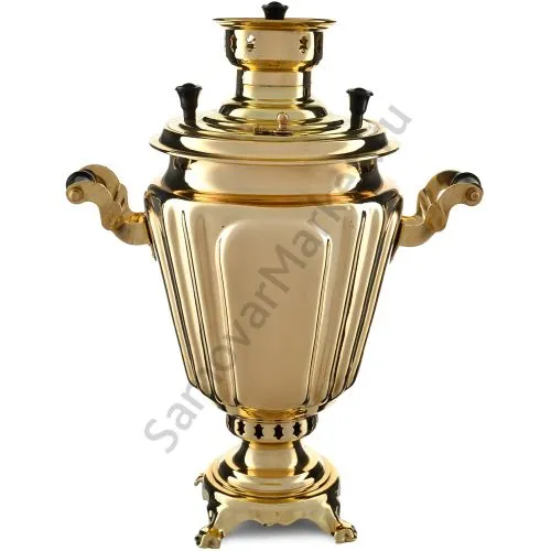 Самовар на дровах 5 литров формы «Рюмка гранная», золотой, категория «Дачный»
