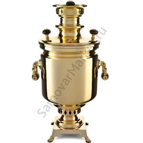 Самовар антикварный на дровах 5,5 литров формы «Банка» Баташева с медалями, золотой 