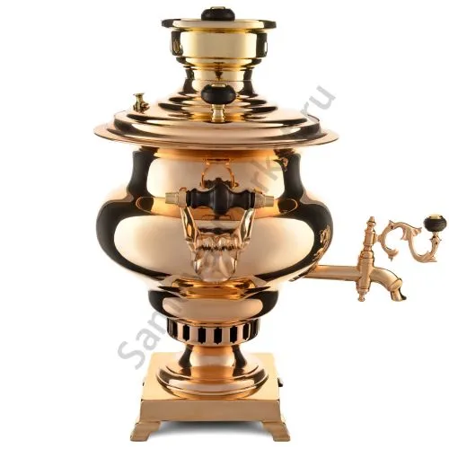 Самовар антикварный на дровах 4 литра формы «Репка», братьев Воронцовых, с трубой, томпаковый