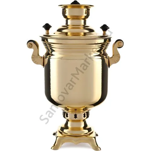 Самовар на дровах 2,8 литра формы «Банка вибронакатка», золотой, категория «Люкс»