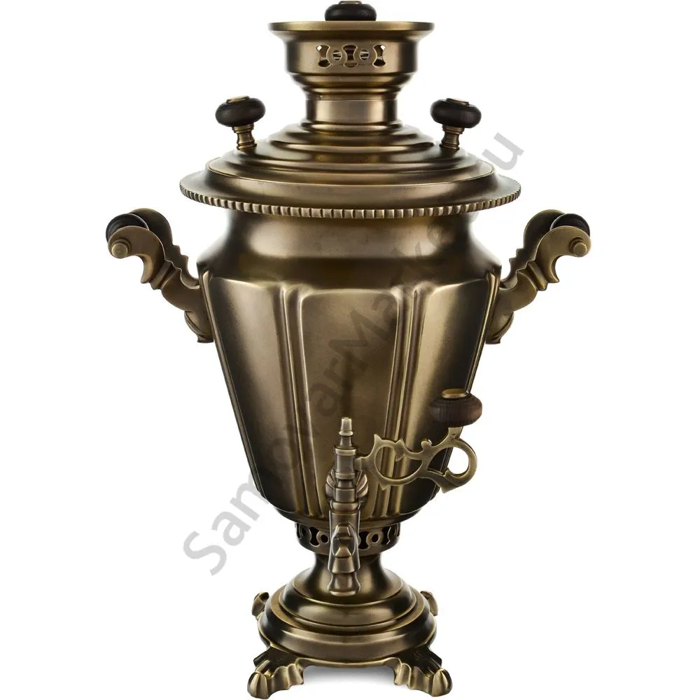 Самовар антикварный на дровах 3,5 литра формы «Рюмка» ТулМетПром, с трубой, травление по латуни Самовар антикварный на дровах 3,5 литра формы «Рюмка» ТулМетПром, с трубой, травление по латуни