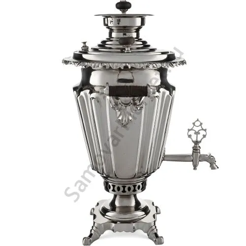 Самовар антикварный на дровах 5 литров формы «Рюмка гранная» Слиозберг, серебристый