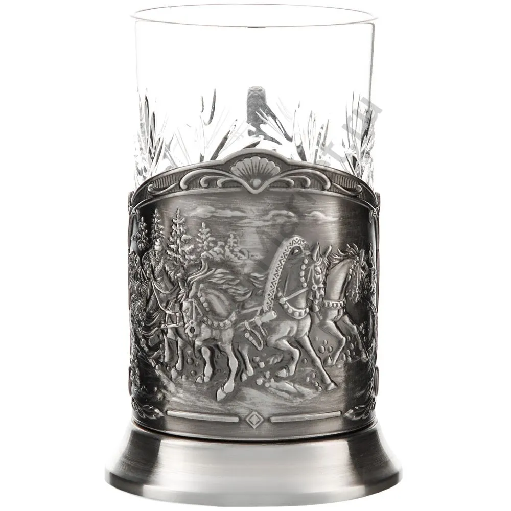 Подстаканник никелированный с чернью «Тройка» Подстаканник никелированный с чернью «Тройка»