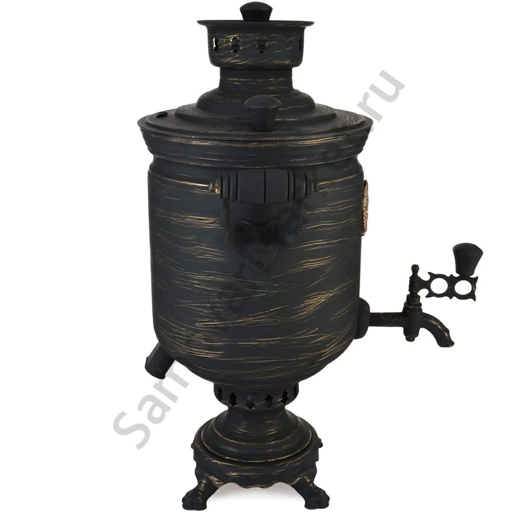 Самовар комбинированный 5 литров формы «Банка с гербом СССР» золотые нити в патине Самовар комбинированный 5 литров формы «Банка с гербом СССР» золотые нити в патине