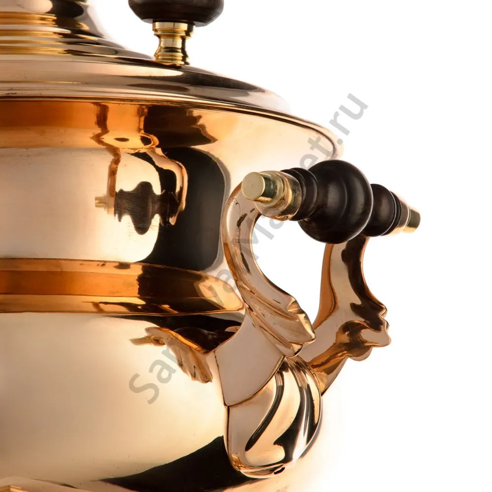 Самовар антикварный на дровах 4 литра формы «Репка», братьев Воронцовых, с трубой, томпаковый Самовар антикварный на дровах 4 литра формы «Репка», братьев Воронцовых, с трубой, томпаковый