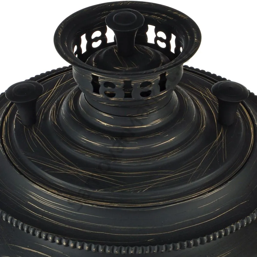 Самовар антикварный на дровах 5,5 литра формы «Рюмка гранная», золотые нити в патине Самовар антикварный на дровах 5,5 литра формы «Рюмка гранная», золотые нити в патине