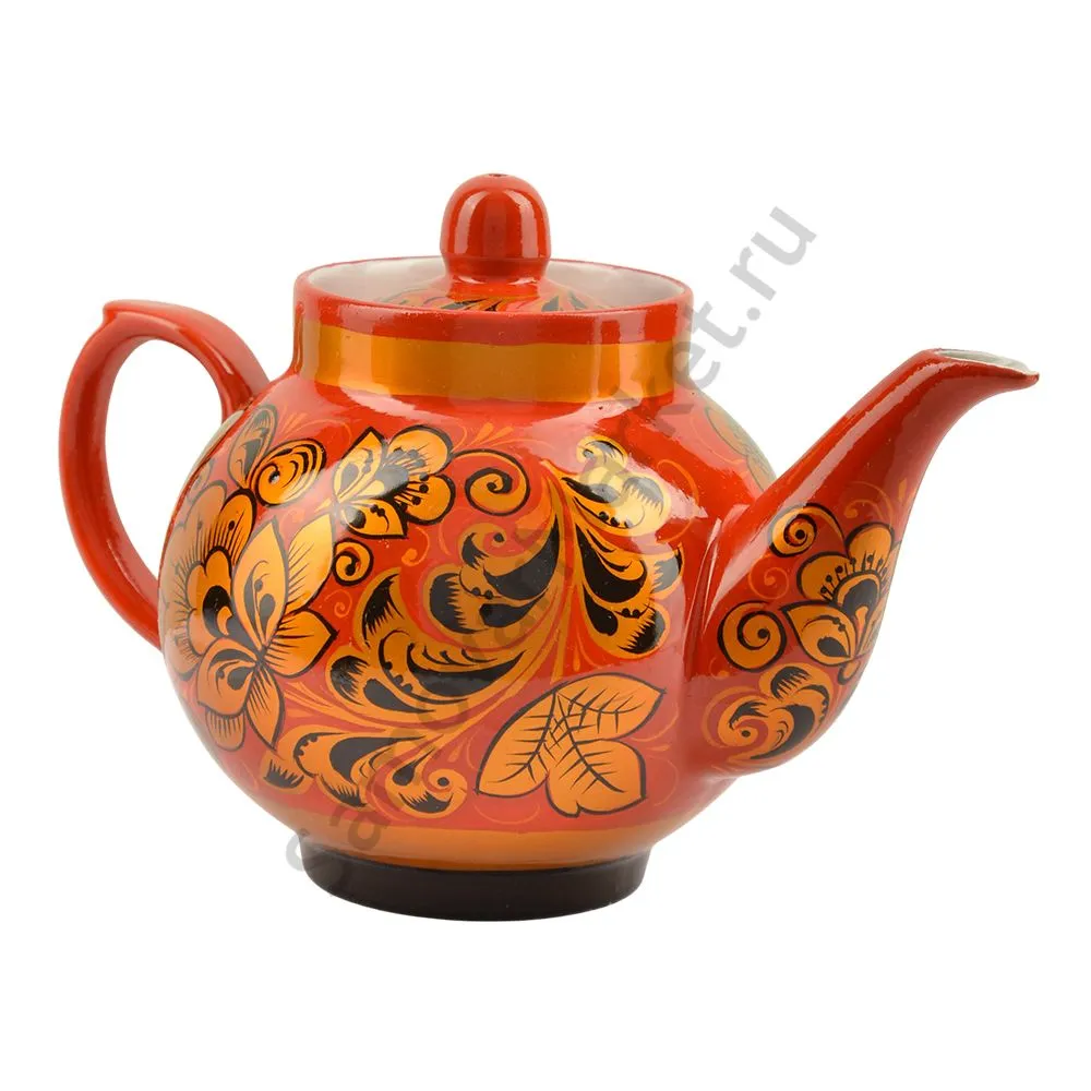 Чайник заварочный для самовара с художественной росписью «Кудрина золото на красном» Чайник заварочный для самовара с художественной росписью «Кудрина золото на красном»