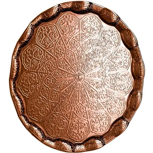 Поднос для самовара круглый, цвета «Тёмная медь», рельефный