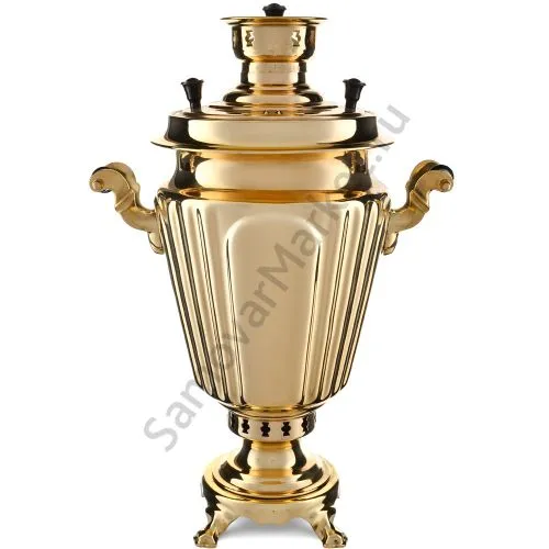 Самовар на дровах 7 литров формы «Рюмка гранная», золотой, категория «Дачный»