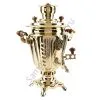 Самовар на дровах 2,8 литра формы «Рюмка с гербом РФ», золотой, категория «Люкс»