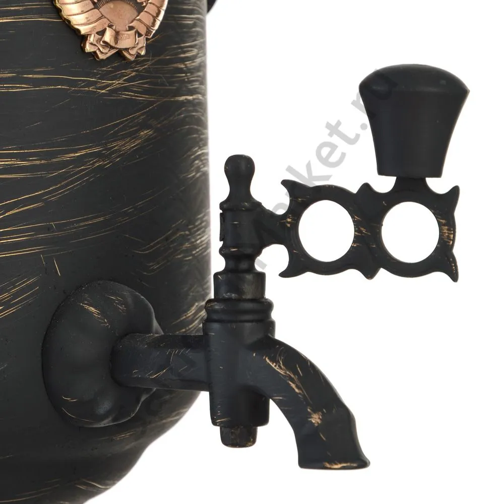 Самовар комбинированный 5 литров формы «Банка с гербом СССР» золотые нити в патине Самовар комбинированный 5 литров формы «Банка с гербом СССР» золотые нити в патине