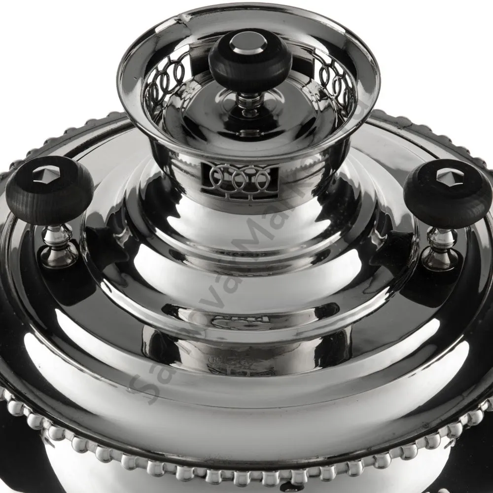 Самовар антикварный на дровах 7,5 литров формы «Ваза гранная» Н.А. Воронцова, с трубой, серебристый Самовар антикварный на дровах 7,5 литров формы «Ваза гранная» Н.А. Воронцова, с трубой, серебристый