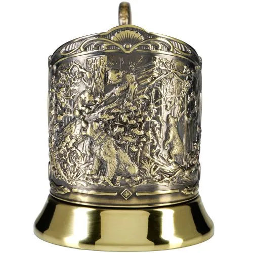 Подстаканник латунный «Мишки в лесу»