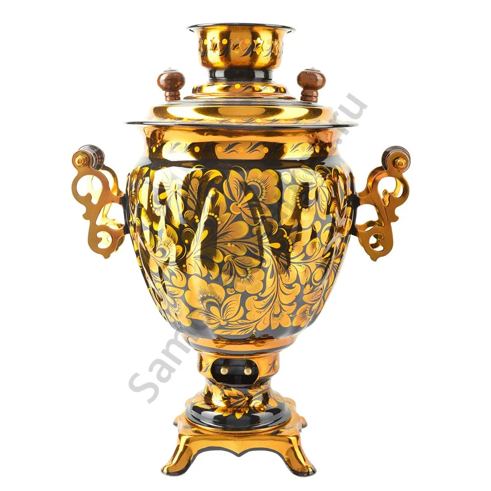 Самовар электрический 3 литра с художественной росписью «Кудрина золото на чёрном» формы «Жёлудь» Самовар электрический 3 литра с художественной росписью «Кудрина золото на чёрном» формы «Жёлудь»