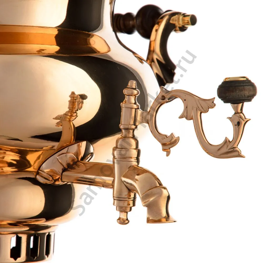 Самовар антикварный на дровах 4 литра формы «Репка», братьев Воронцовых, с трубой, томпаковый Самовар антикварный на дровах 4 литра формы «Репка», братьев Воронцовых, с трубой, томпаковый