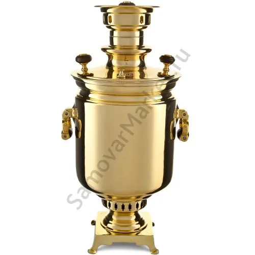 Самовар антикварный на дровах 5,5 литров формы «Банка» Баташева с медалями, висячие ручки, золотой