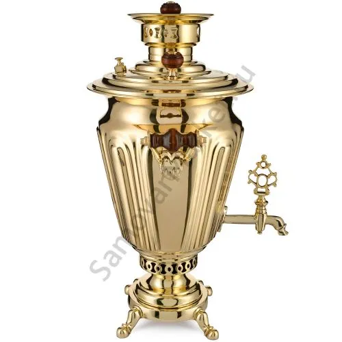 Самовар антикварный на дровах 4 литра формы «Рюмка гранная» братьев Шемариных, золотой