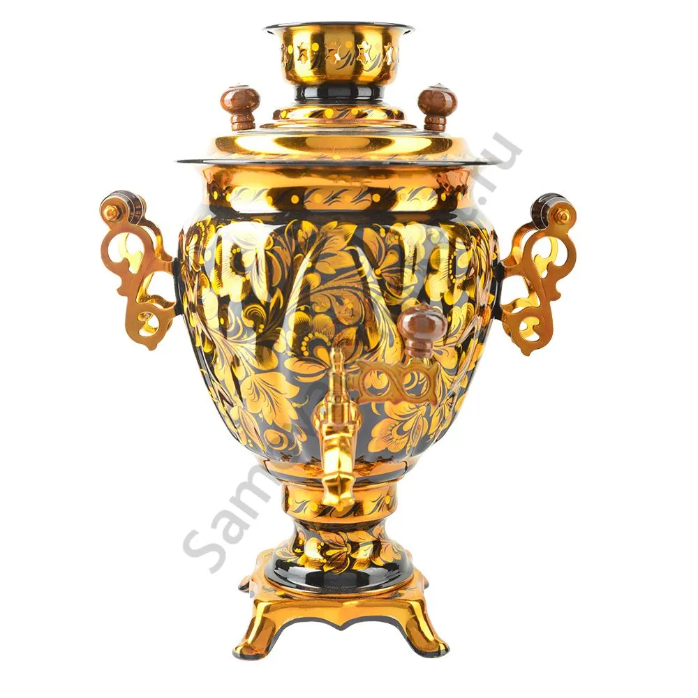 Самовар электрический 3 литра с художественной росписью «Кудрина золото на чёрном» формы «Жёлудь» Самовар электрический 3 литра с художественной росписью «Кудрина золото на чёрном» формы «Жёлудь»