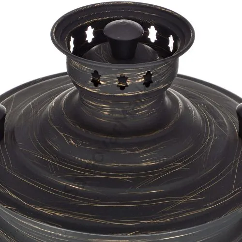 Самовар комбинированный 7 литров формы «Банка с гербом РФ» золотые нити в патине 