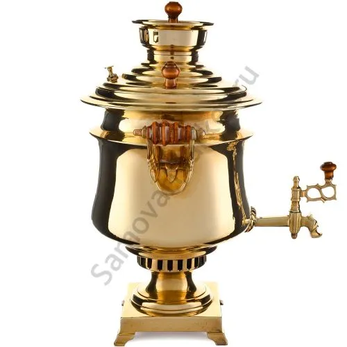 Самовар антикварный на дровах 5 литров формы «Полуваза», золотой