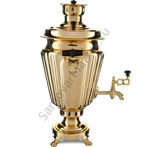 Самовар на дровах 7 литров формы «Рюмка гранная», золотой, категория «Дачный»