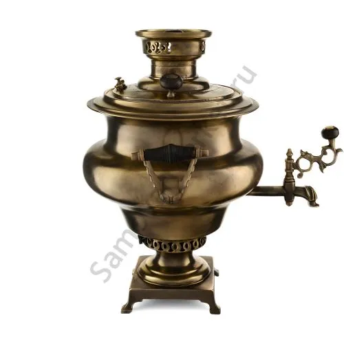 Самовар антикварный электрический 8 литров формы «Репка» Баташева, травление по латуни