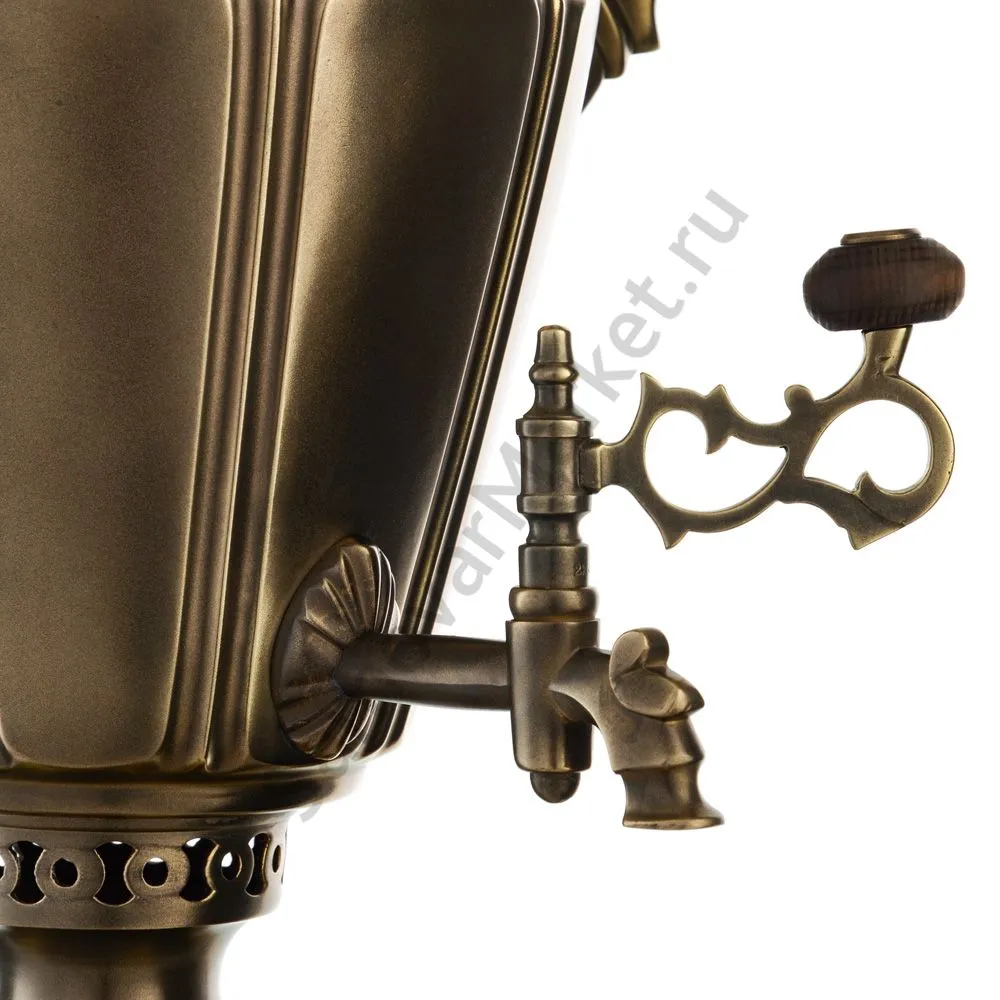 Самовар антикварный на дровах 3,5 литра формы «Рюмка» ТулМетПром, с трубой, травление по латуни Самовар антикварный на дровах 3,5 литра формы «Рюмка» ТулМетПром, с трубой, травление по латуни