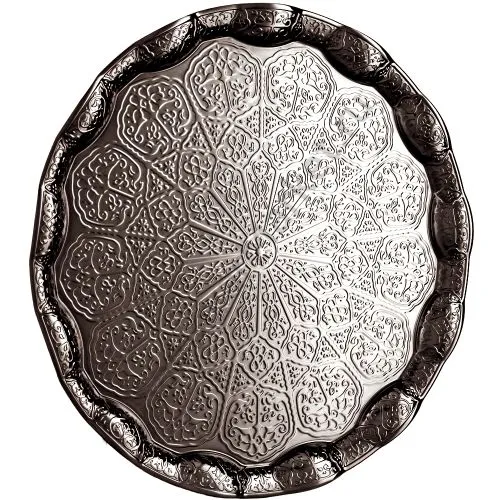 Поднос для самовара круглый, цвета «Патинированной латуни», рельефный