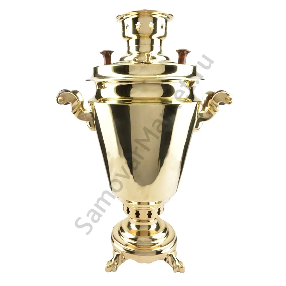 Самовар на дровах 5 литров формы «Рюмка», литьё, золотой, категория «Люкс» Самовар на дровах 5 литров формы «Рюмка», литьё, золотой, категория «Люкс»