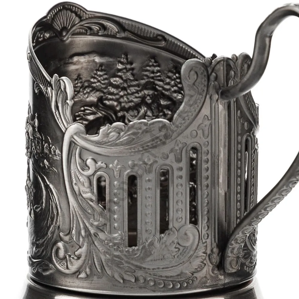 Подстаканник никелированный с чернью «Тройка» Подстаканник никелированный с чернью «Тройка»