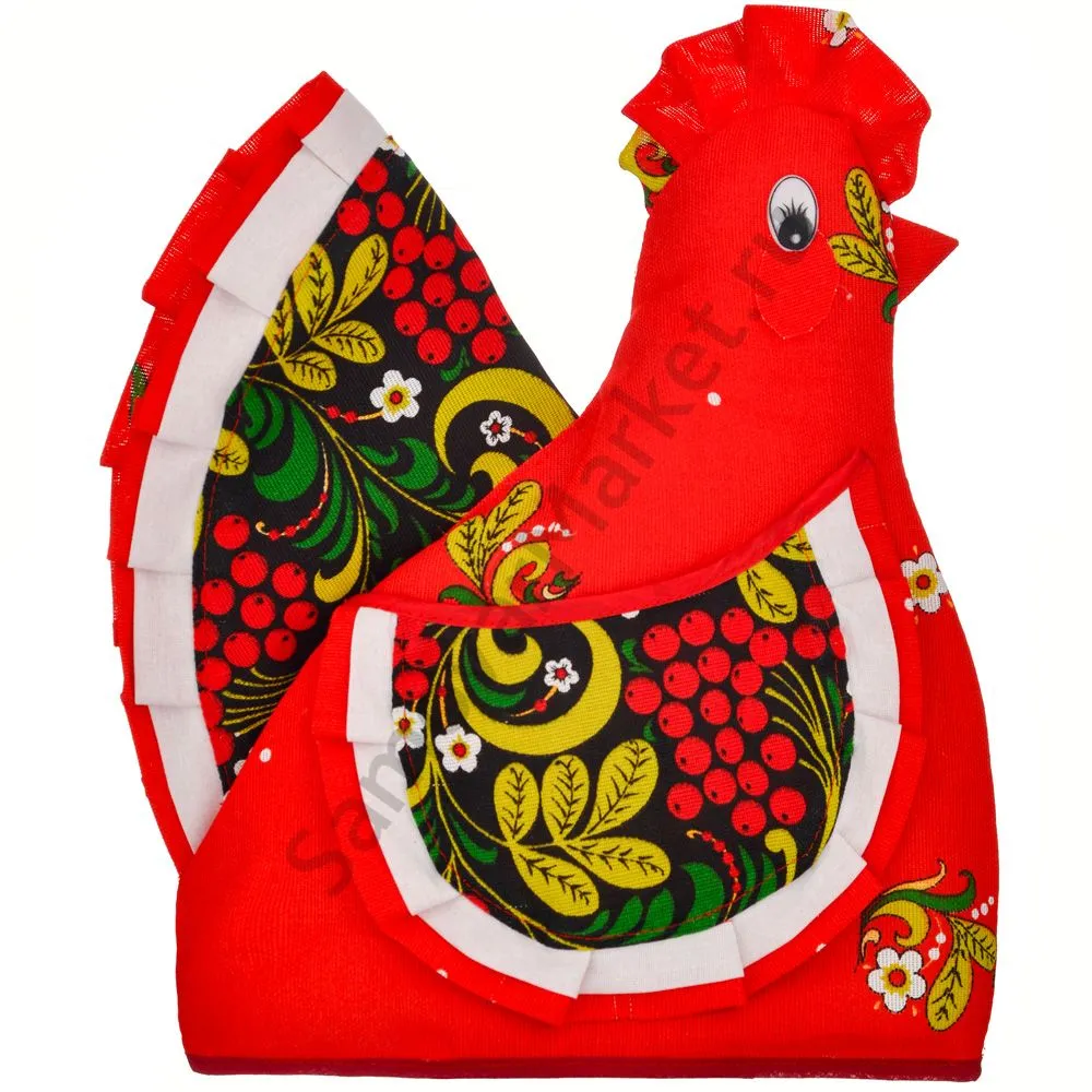 Грелка на заварочный чайник «Курочка с белым кантом, Хохлома» Грелка на заварочный чайник «Курочка с белым кантом, Хохлома»