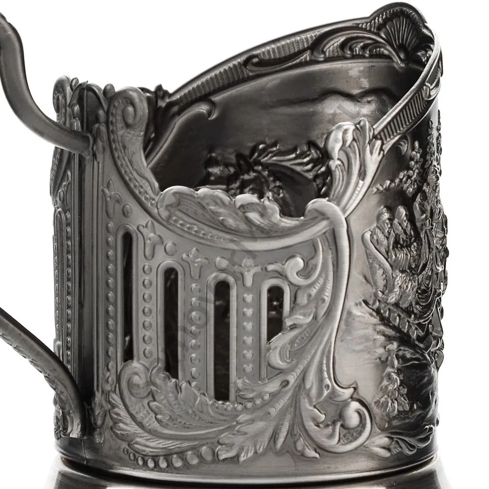 Подстаканник никелированный с чернью «Тройка» Подстаканник никелированный с чернью «Тройка»