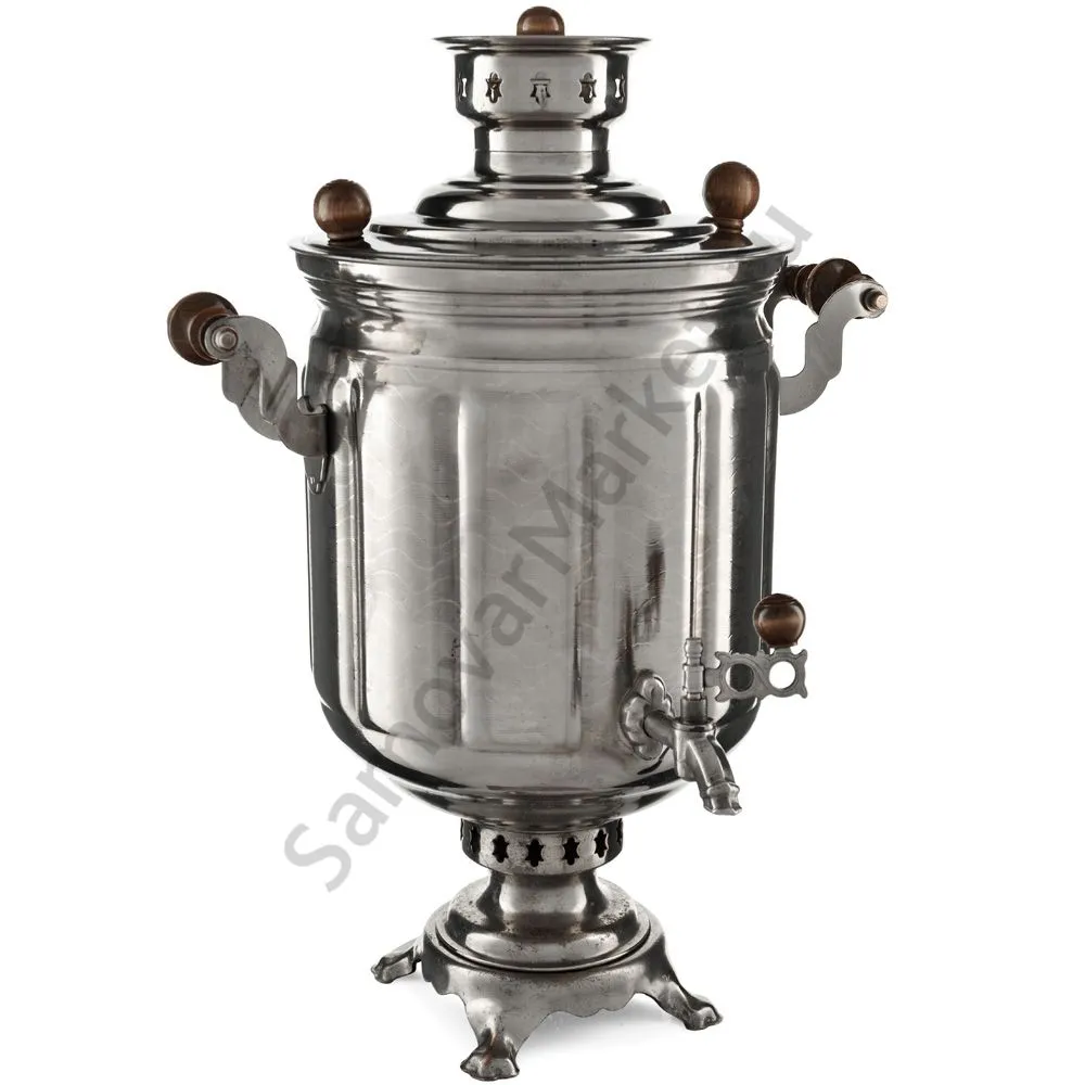 Самовар на дровах 8 литров формы «Банка гранная», серебристый, категория «Дачный» Самовар на дровах 8 литров формы «Банка гранная», серебристый, категория «Дачный»